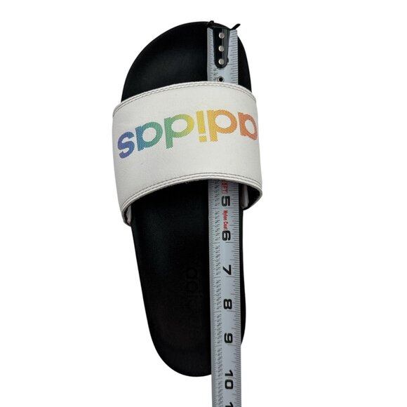 Adidas Adilette Size 6 White Rainbow Slides H02488 Flat Sandals Slippers Comfort - Picture 4 of 11